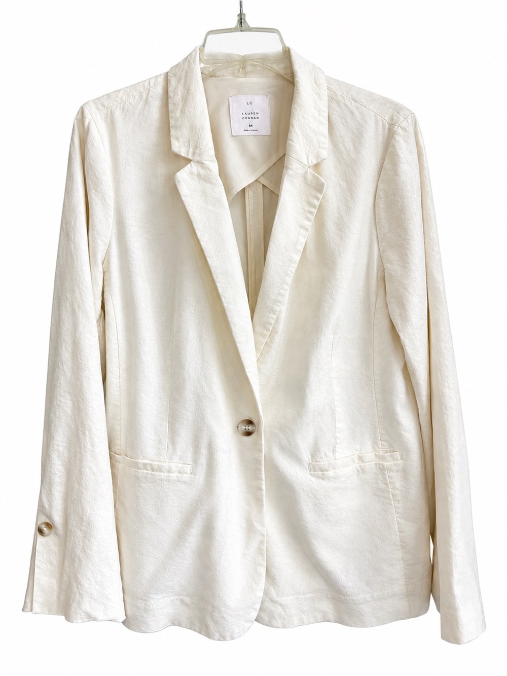 LC Lauren Conrad Off White Linen Blend Blazer Size M Classic Lightweight